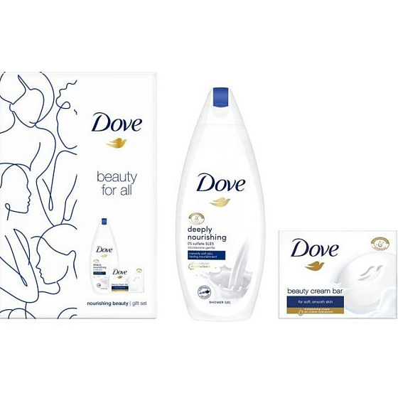 Dove Beauty For All Deeply Nourishing Duschgel 250 ml + Original Toilettenseife 100 g, Kosmetikset