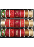 Nekupto Fabric Weihnachtsband Dunkelrot Gold Sterne 40 mm x 2 m