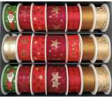 Nekupto Fabric Weihnachtsband Dunkelrot Gold Sterne 40 mm x 2 m
