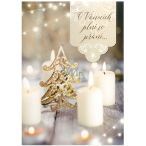 Albi Grußkarte im Umschlag Glitzernder Baum und Kerzen 14,8 x 21 cm