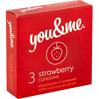 You & Me Strawberry transparente Gleitmittelkondome mit Erdbeerduft, 3 Stk.