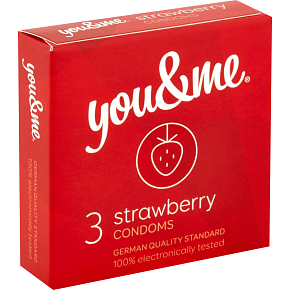 You & Me Strawberry transparente Gleitmittelkondome mit Erdbeerduft, 3 St.