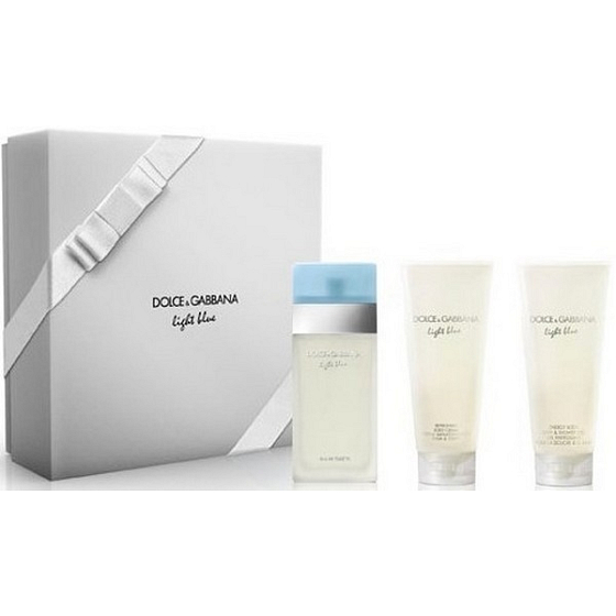 Dolce & Gabbana Hellblaues Eau de Toilette für Frauen 100 ml + Duschgel 100 ml + Körpercreme 100 ml, Geschenkset
