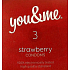 You & Me Strawberry transparent geschmiertes Kondom mit dem Duft von Erdbeeren 3 Stück