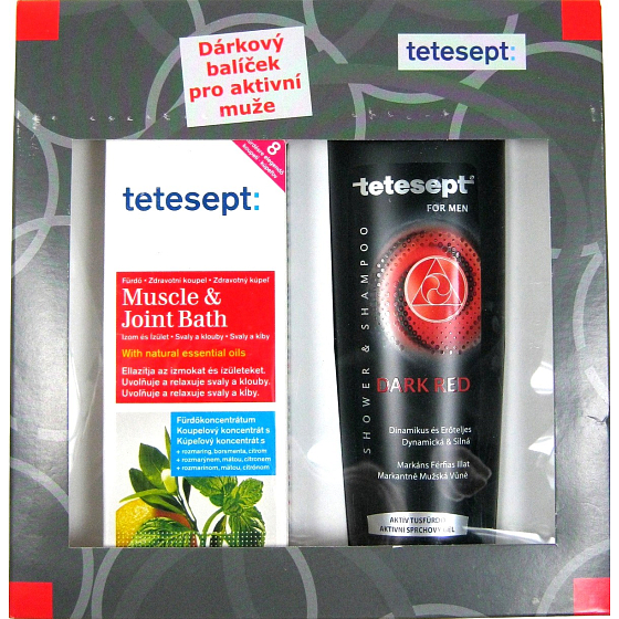 Tetesept Muskeln und Gelenke Rosmarin + Kampfer Badeölkonzentrat 125 ml + Dunkelrotes Duschgel für Männer 250 ml Kosmetikset