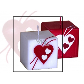 Lima Valentinskerze weißer Herzwürfel 65 x 65 mm 1 Stück