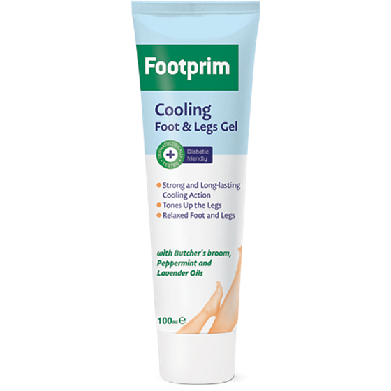 Footprim Kühlgel für Füße und Beine aus stacheligen Laubblättern, Pfefferminze und Lavendelöl 100 ml