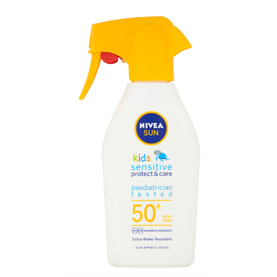 Nivea Sun Kids F50 + Sensitive Sonnencreme wasserdichtes, nicht parfümiertes Spray 300 ml