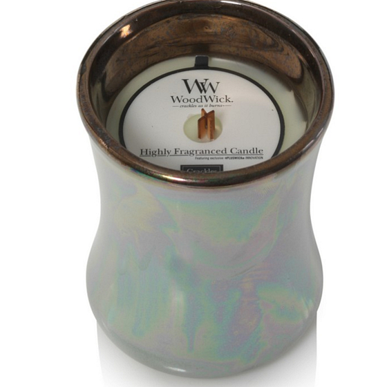 WoodWick Floral Nights Feigenblatt & Tuberose - Feigenblätter und Tuberose-Duftkerze mit Holzdocht und Deckelglas klein 85 g Limited 2019