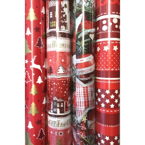 Zöwie Geschenkpapier 70 x 500 cm Weihnachten rote Häuser, Bäume, Kirche