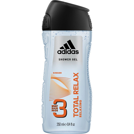 Adidas Total Relax 3 in 1 Duschgel für Körper, Gesicht und Haare für Männer 250 ml