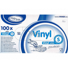 Wimex Hygienic weiße Einweghandschuhe aus Vinylpulver, Größe S, Schachtel mit 100 Stück