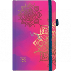Albi Diary 2022 Tasche mit Gummiband Mandala 15 x 9,5 x 1,3 cm