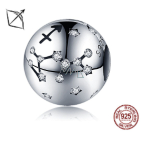 Schütze Tierkreiszeichen, Anhänger für Armband Silber + Zirkone, Kugel 9 mm 1 Stück