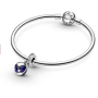 Charm Sterlingsilber 925 Planet Erde - Blauer Planet, 2-in-1 öffnend, innen Herz, Anhänger für Armband Weltraum