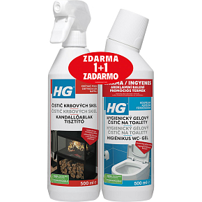 HG Glasreiniger für Kamin- und Ofentüren, 500 ml + HG Hygienegel für Toiletten 500 ml gratis