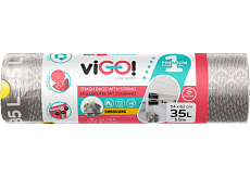 viGO! Premium Müllsäcke mit Zugverschluss, 26 µ, 54 × 62 cm, 35 l, 15 Stück