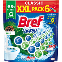 Bref Power Aktiv Pine tuhý WC blok, 6 × 50 g
