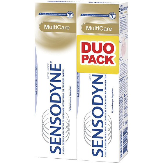 Sensodyne Multi Care Zahnpasta stärkt Zähne und Zahnfleisch und beseitigt Überempfindlichkeit der Zahnhälse 2 x 75 ml, Duopack