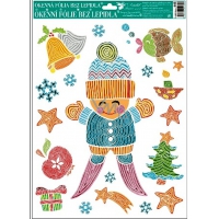 Fensterfolie ohne Kleber mit lustigen Motiven Junge beim Skifahren 42 x 30 cm