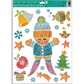 Fensterfolie ohne Kleber mit lustigen Motiven Junge beim Skifahren 42 x 30 cm