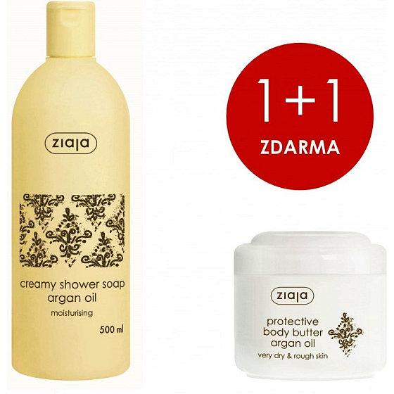 Ziaja Arganöl Körperbutter 200 ml trockene und gereizte Haut + Arganöl Cremeseife mit Öl 500 ml, Duopack