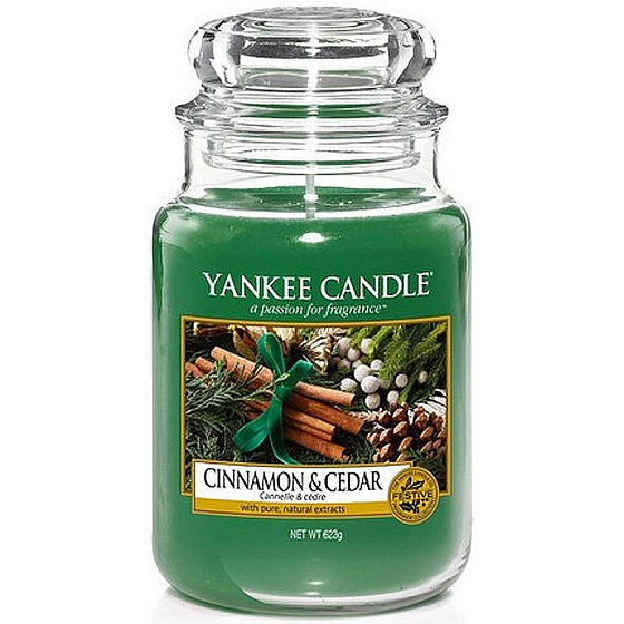 Yankee Candle Cinnamon & Cedar - Duftkerze mit Zimt und Zeder Classic Large Glass 623 g