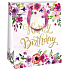 Ditipo Geschenk Papiertüte 26,4 x 13,6 x 32,7 cm weiß, mit Blumen Happy QAB Glitter