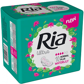 Ria Ultra Normal Plus Seerosen-Hygienepads mit Flügeln 10 Stück