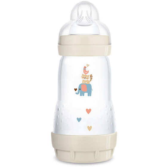 Mam Anti-Colic Saugflasche, weicher Silikonsauger mit mittlerem Durchfluss 2+ Monate Weiß 260 ml