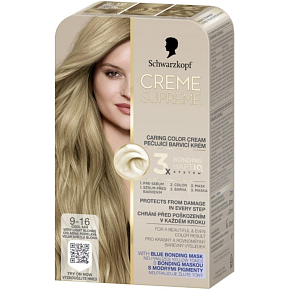 Schwarzkopf Creme Supreme Haarfarbe 9-16 kühles aschblondes sehr hell 60 ml