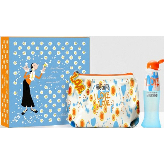 Moschino I Love Love EdT 50 ml Eau de Toilette + Kulturbeutel, Geschenkset
