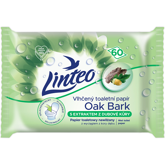 Linteo feuchtes Toilettenpapier mit Eichenrinde, 60 Stück
