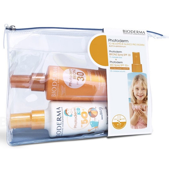 Bioderma Photoderm Bronze SPF30 + Sonnenbräunungsspray 200 ml + Kinder SPF50 + wasserdichtes Sonnenspray 200 ml