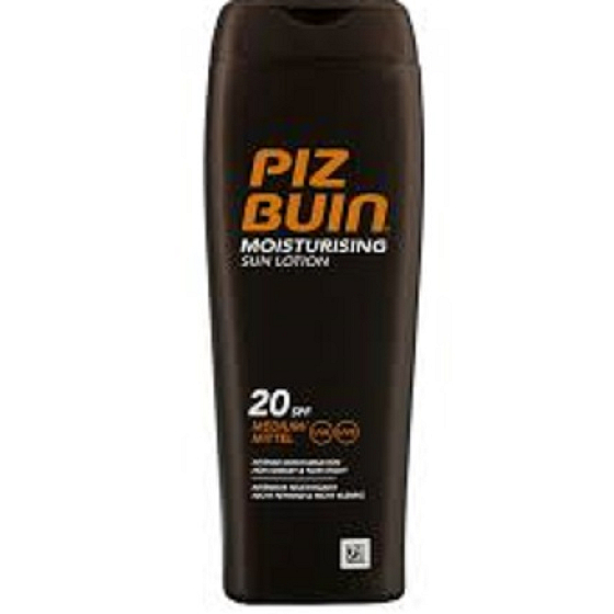 Piz Buin In Sun Moisturing SPF20 feuchtigkeitsspendender Sonnenschutz, leicht, verhindert vorzeitiges Altern durch Sonnenlicht, wasserdicht 200 ml