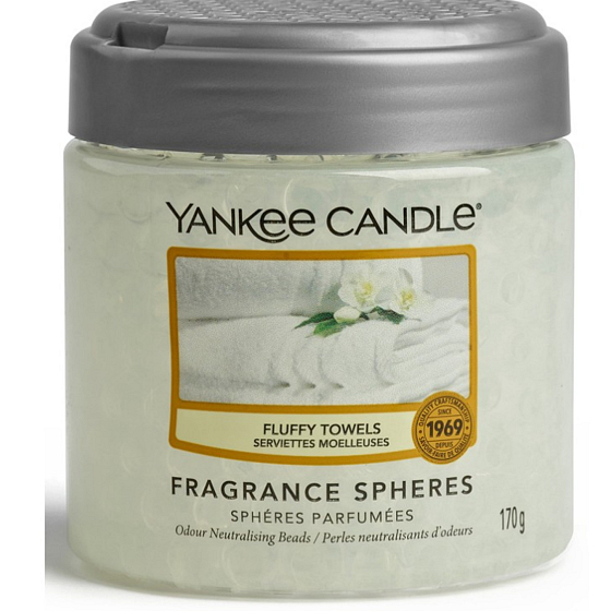 Yankee Candle Fluffy Towels - Fluffy Spheres duftende Perlen neutralisieren Gerüche und erfrischen kleine Räume 170 g