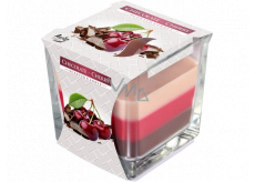 Bispol Chocolate & Cherry - Dreifarbiges Kerzenglas mit Schokoladen- und Kirschduft, Brenndauer 32 Stunden 170 g
