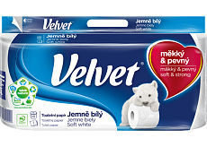 Velvet Soft White 3-lagiger Toilettenpapier, 8 Rollen, 18,3 m Rolle