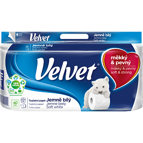 Velvet Soft White 3-lagiger Toilettenpapier, 8 Rollen, 18,3 m Rolle