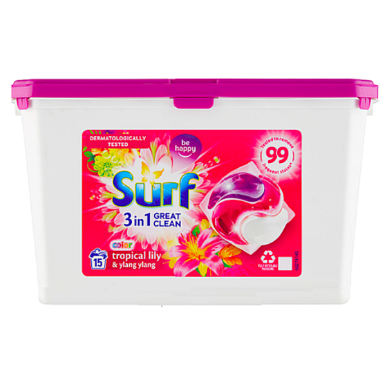 Surf Color Tropical Lily & Ylang Ylang Gelkapseln zum Waschen von Buntwäsche 15 Dosen 318 g