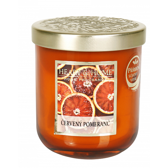 Heart & Home Red Orange Soja-Duftkerze mittel brennt bis zu 30 Stunden 115 g