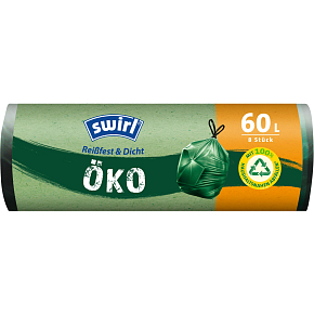 Swirl Eko Zugbeutel für Abfall, 68 × 73 cm, 27 µ, 60 l, 8 Stk. Swirl Eko Zugbeutel für Abfall, 68 × 73 cm, 27 µ, 60 l, 8 Stk.
