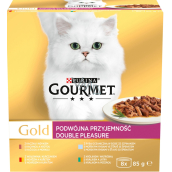 Purina Gourmet Gold für Katzen, Rind mit Hühnchen, Kaninchen mit Leber, Fisch mit Spinat, Ente mit Truthahn, 8x85 g