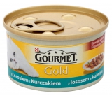 Gourmet Gold Cat Lachs- und Hühnchenstücke in Dosen für erwachsene Katzen 85 g