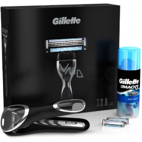 Gillette Mach3 Rasierer + Ersatzkopf 2 Stück + Extra Komfort Rasiergel 75 ml, Kosmetikset, für Männer