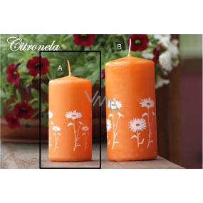 Lima Citronela Mückenschutz Kerze duftend mit Blumen orange Zylinder 50 x 100 mm