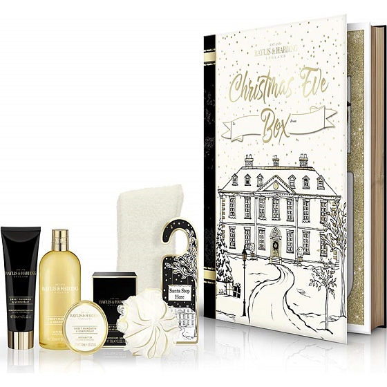 Baylis & Harding Sweet Tangerine und Grapefruit Badeschaum 300 ml + Toilettenseife 150 g + Körperlotion 130 ml + Körperbutter 100 ml + Socken + Waschlappen + Türschild, Kosmetikset