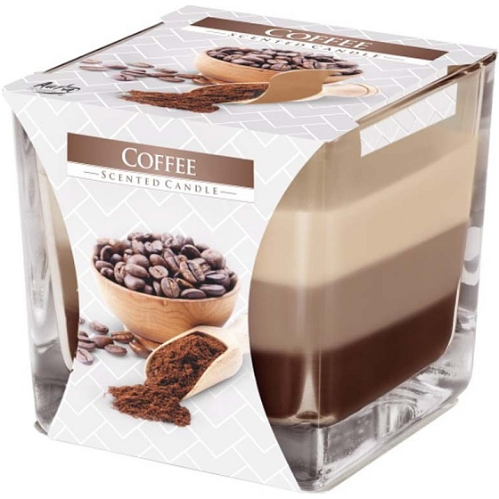 Bispol Kaffee - Kaffee dreifarbiges Duftkerzenglas, Brenndauer 32 Stunden 170 g