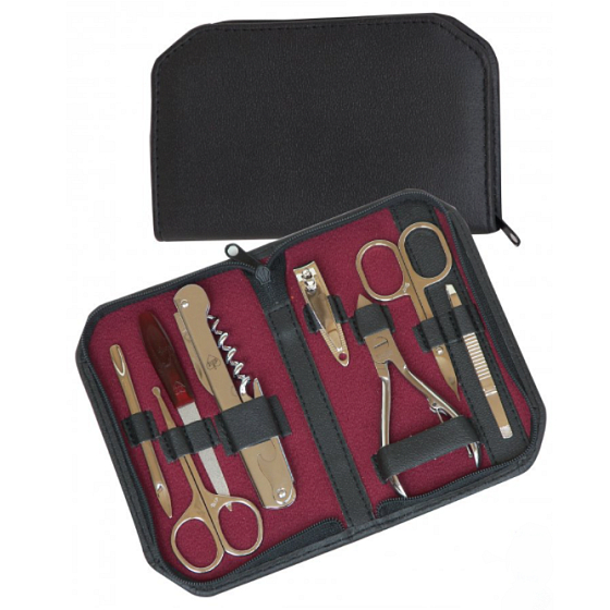 Dup Manicure Jula Kunstleder 8-teiliges Set schwarzes Muster 230402-186