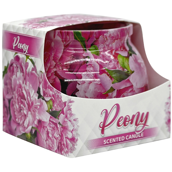 Admit Peony - Pfingstrose dekorative Duftkerze rosa im Glas 80 g